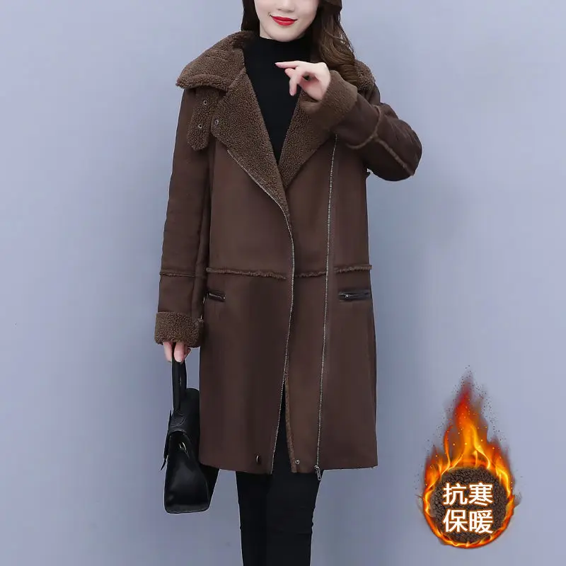 Winter Faux Fur Coat 2022 New Large Size Women's Korean Slim Lamb Fleece Jacket Medium Long Style Overcoat Mujer Abrigos T759