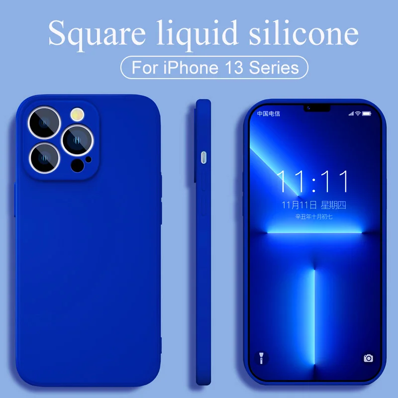 Original Square Liquid Silicone Soft Case For Iphone 11 12 13 Pro Max Mini X Xs Xr 7 8 Plus Se2 Full Lens Protection Thin Cover Mobilnye Telefony I Aksessuary Aliekspress