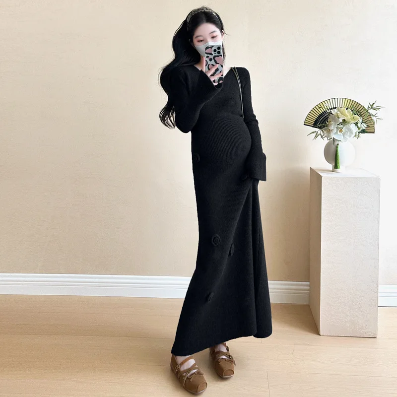 Осеннее винтажное платье с цветочным принтом для беременных модное трикотажное