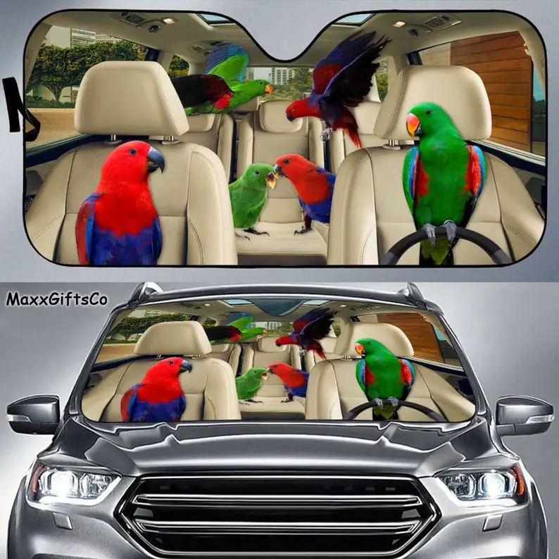 

Eclectus parrot Car Sun Shade, Eclectus parrot Windshield, Family Sunshade, Car Accessories, Car Decoration, Gift For Dad, Mom