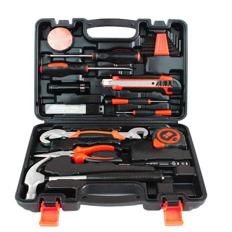 

plastic toolbox Household Tool Set screwdriver hammer saw wrench hardware tools 25 pcs Hand Tools Set