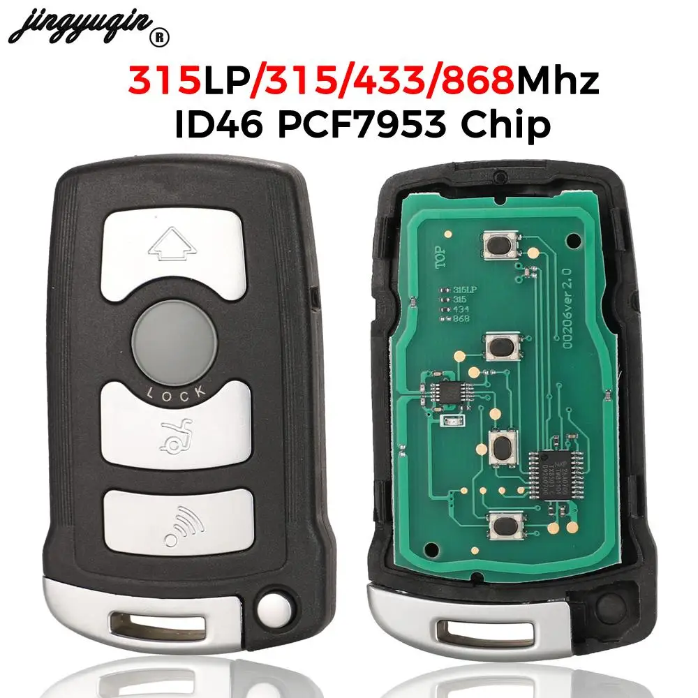 

jingyuqin 4 кнопки для BMW 7 SERIES E65 E66 с ЧИП ID46 7953 CAS1 дистанционный брелок 315Lp/315/433/868 МГц без ключа HU92