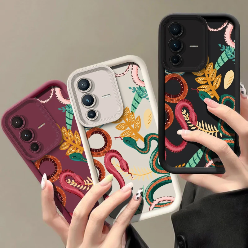 Фото Роскошный чехол для телефона с принтом под змеиную кожу для Vivo V70 FE V60 Lite V50 V40 Pro V30 SE V30E V29E V29 V27E, силиконовый матовый противоударный чехол №2