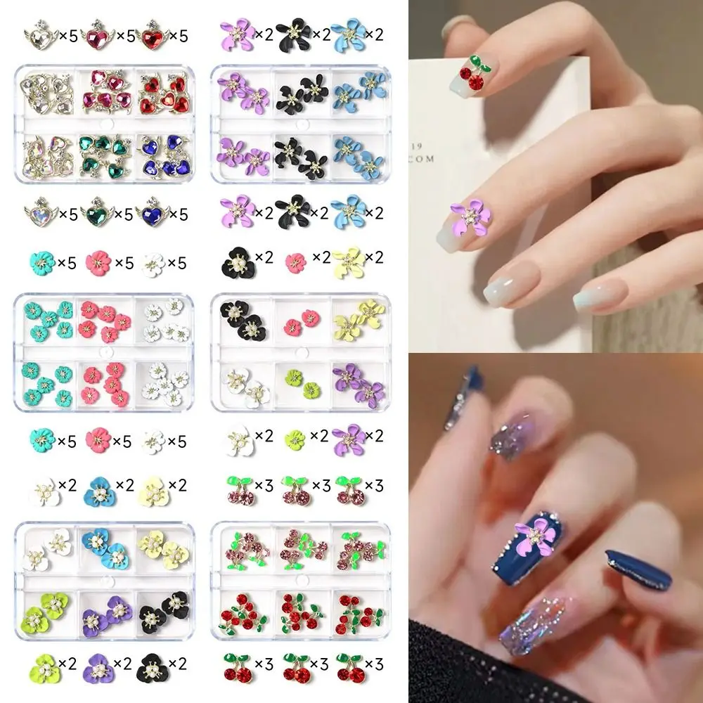 

Смешанные стили 3D Стразы для дизайна ногтей Роскошные блестящие подвески в виде вишневой планеты цветка из сплава матовый алмаз для ногтей ...