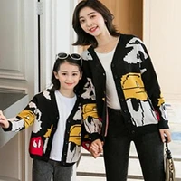 autumn winter long sleeve cardigan mother daughter cartoon kintted cardigans casual family outwear family matching clothes