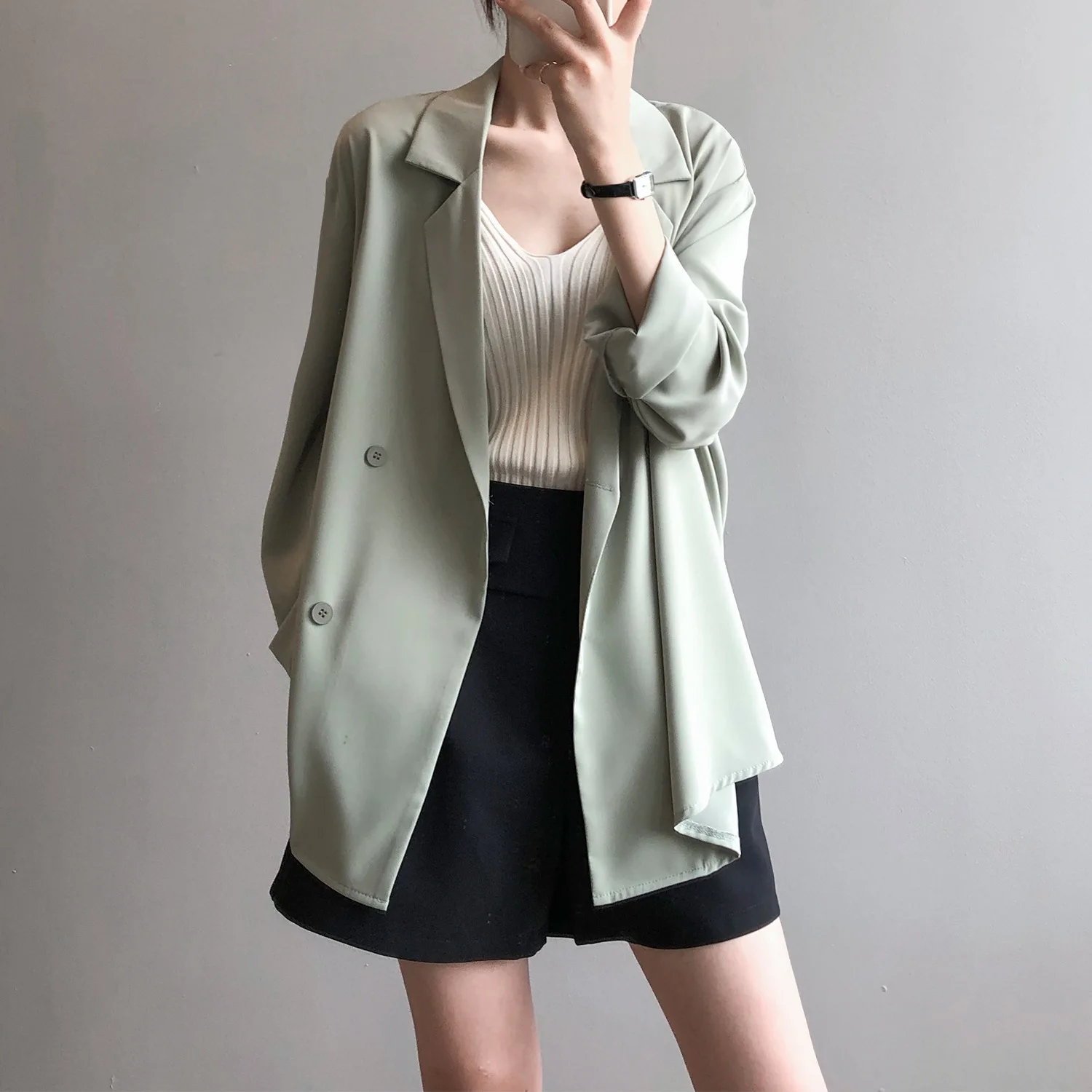 

SuperAen 2022 Spring New Office Lady Solid Slim Suit Jacket Women's Sunscreen Loose Casual Full Coat