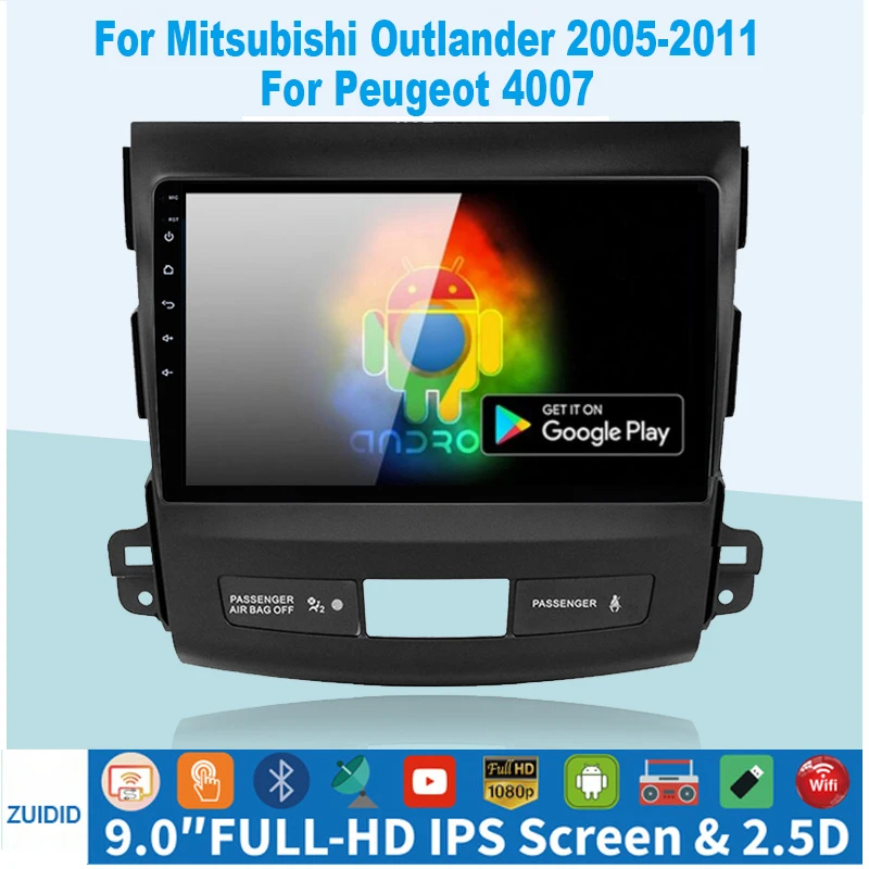 $552.00 For Mitsubishi Outlander xl 2 2005-2011 Peugeot 4007 Car Radio Multimedia Video Player GPS No 2din Android 10.0 Autoradio