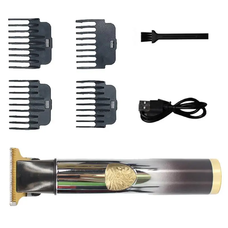 

T9 Electric Hair Clipper Rechargeable Embossed Beard Trimmer For Men Cordless T-Blade Hair Trimmer With 4 Guide Comb