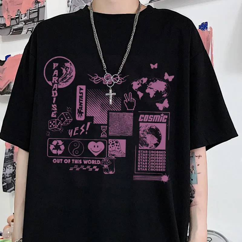 

Graffiti Print T Shirt Men Women T-shirt Vaporwave Unisex Short-sleeved T-shirt Hip Hop Summer Men's T-shirt Streetwear Tops