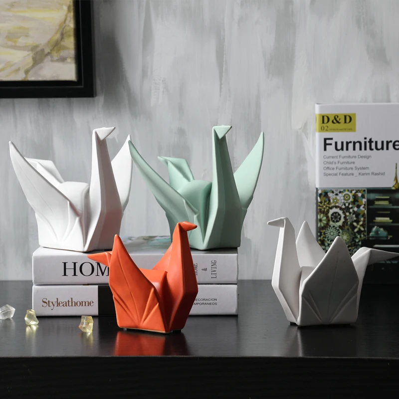 

Креативная современная статуя птицы, абстрактная Керамическая скульптура оригами в виде животных, офисные украшения для гостиной, настольные украшения, фигурка для домашнего декора