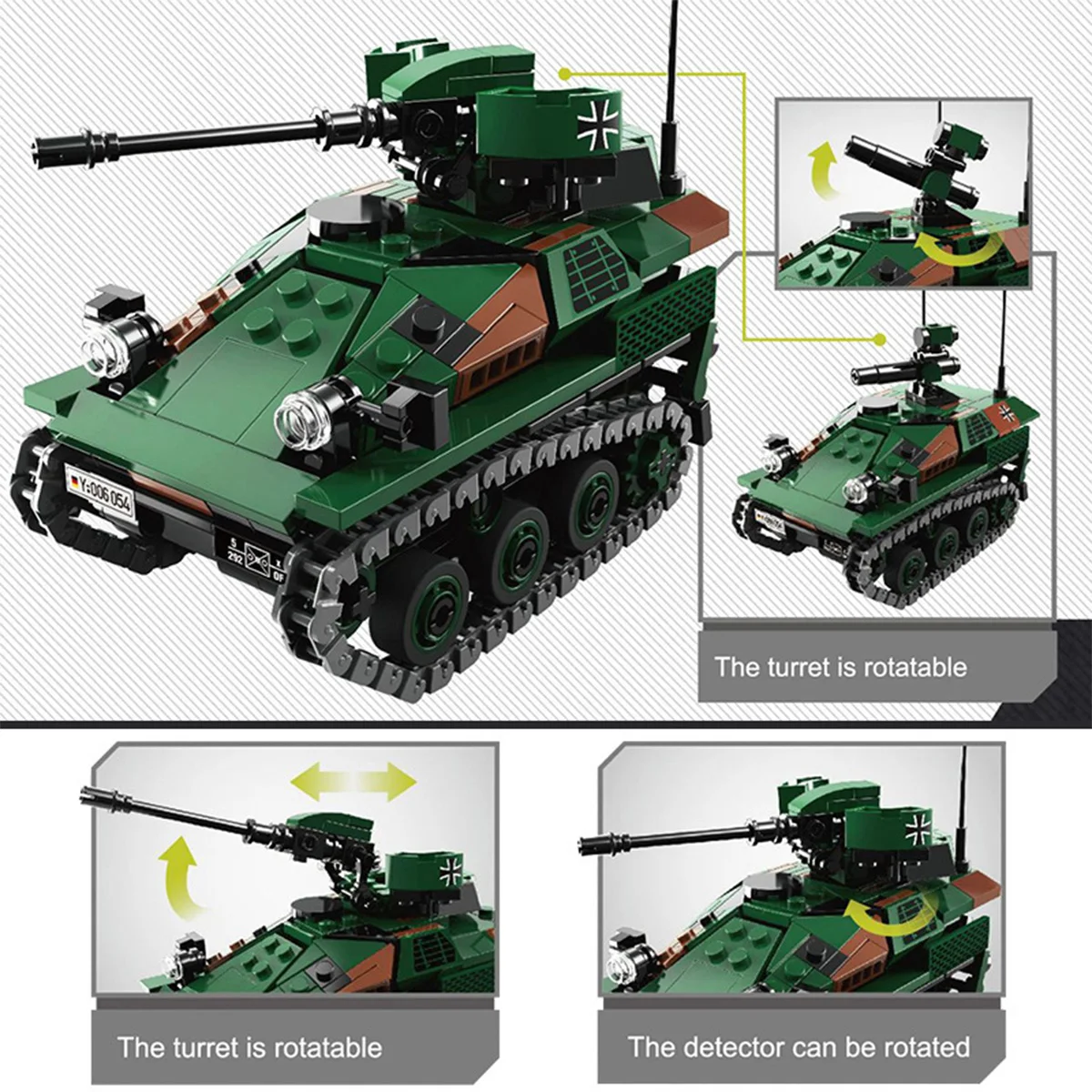 Конструктор Танк из 394 блоков: игрушки в стиле милитари для сборки детские