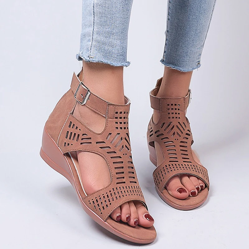

Women Sandals 2022 New Shoes Hollow Out Walking Shoes Non-Slip Sandals Woman Buckle Strap Shoes Woman Party Footwear Slipper