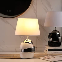 blackwhite ceramics table lamp fabric lampshade nordic simplicity led desk table light bedside reading lamp bedroom lighting d