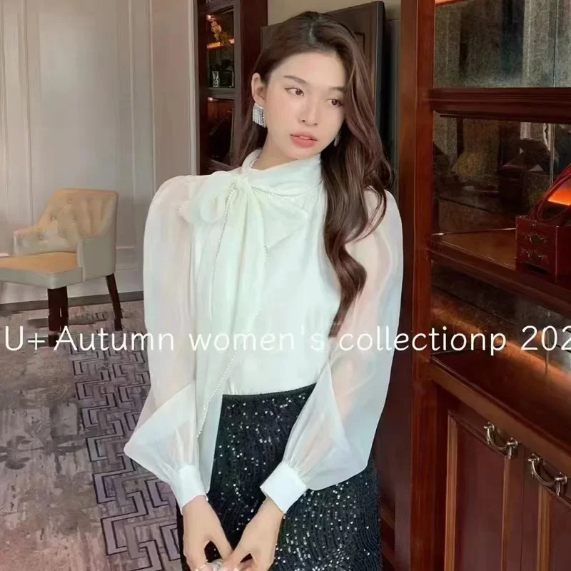 2024 весенняя новая женская одежда рубашка французской системы Никеба элегантный