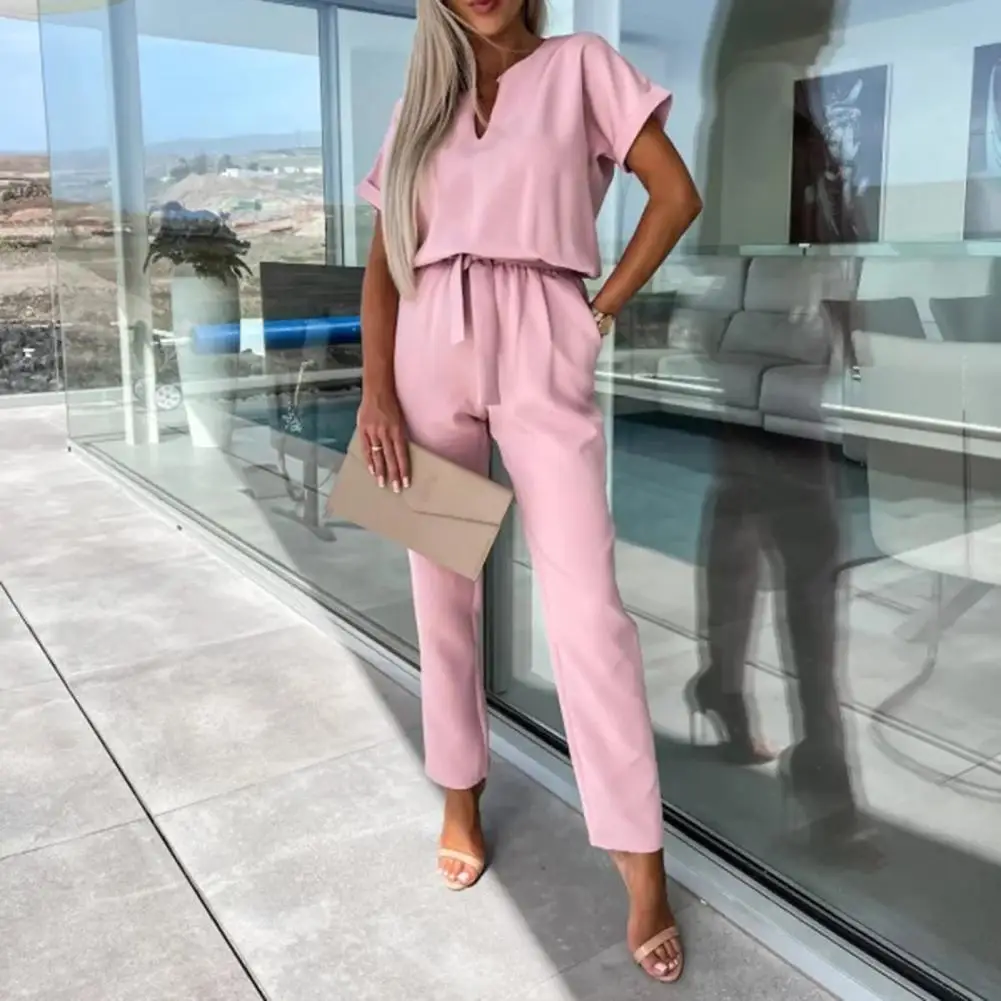 

Stylish Ladies Jumpsuit Soft Casual Jumpsuit Slant Pocket Womenswear Women Pants Long Romper Trousers