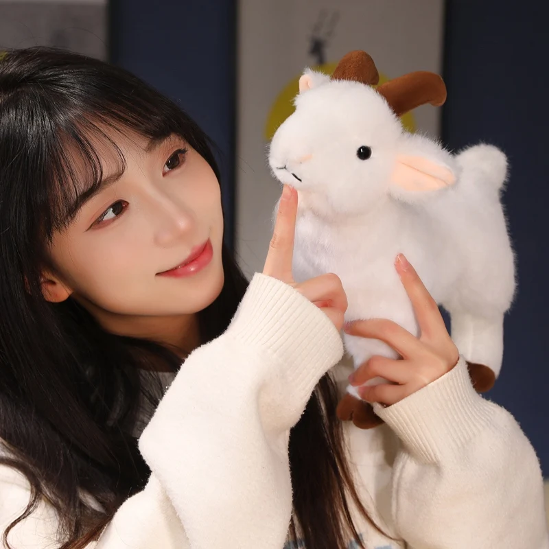 Новые плюшевые игрушки в виде козы имитация белая черная кукла-овца мягкие