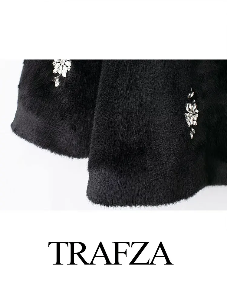 TRAFZA 2024 зимнее пальто из искусственного меха для женщин новый модный однотонный