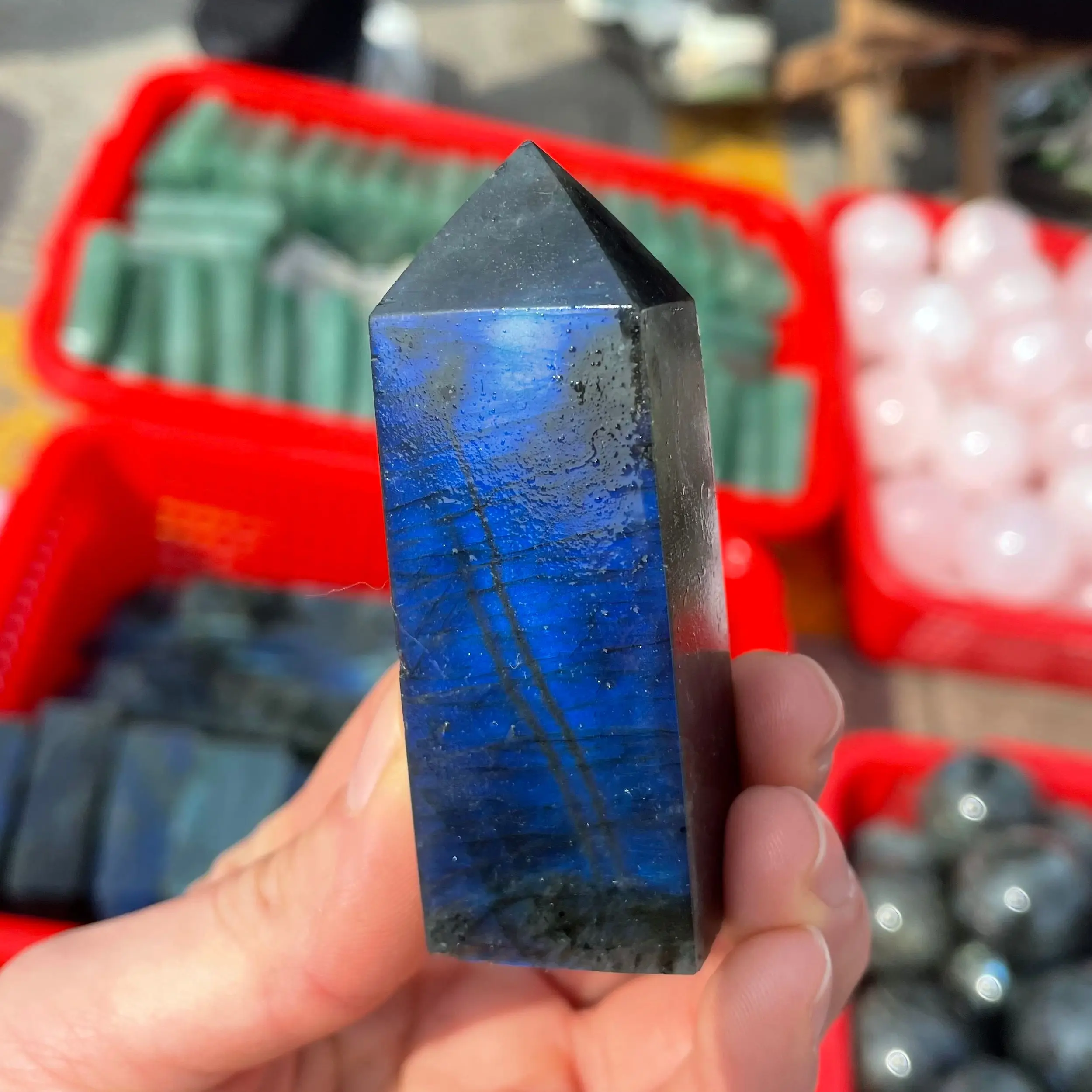 

50-200g Natural blue Labradorite Tower Natural Stones Crystal Point Wand blue Quartz Healing Stone Energy Ore Mineral Crafts