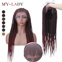 my lady synthetic 27inch boxing cornrow lace front braids black with baby hair for afro brazilian woman straight braiding wig