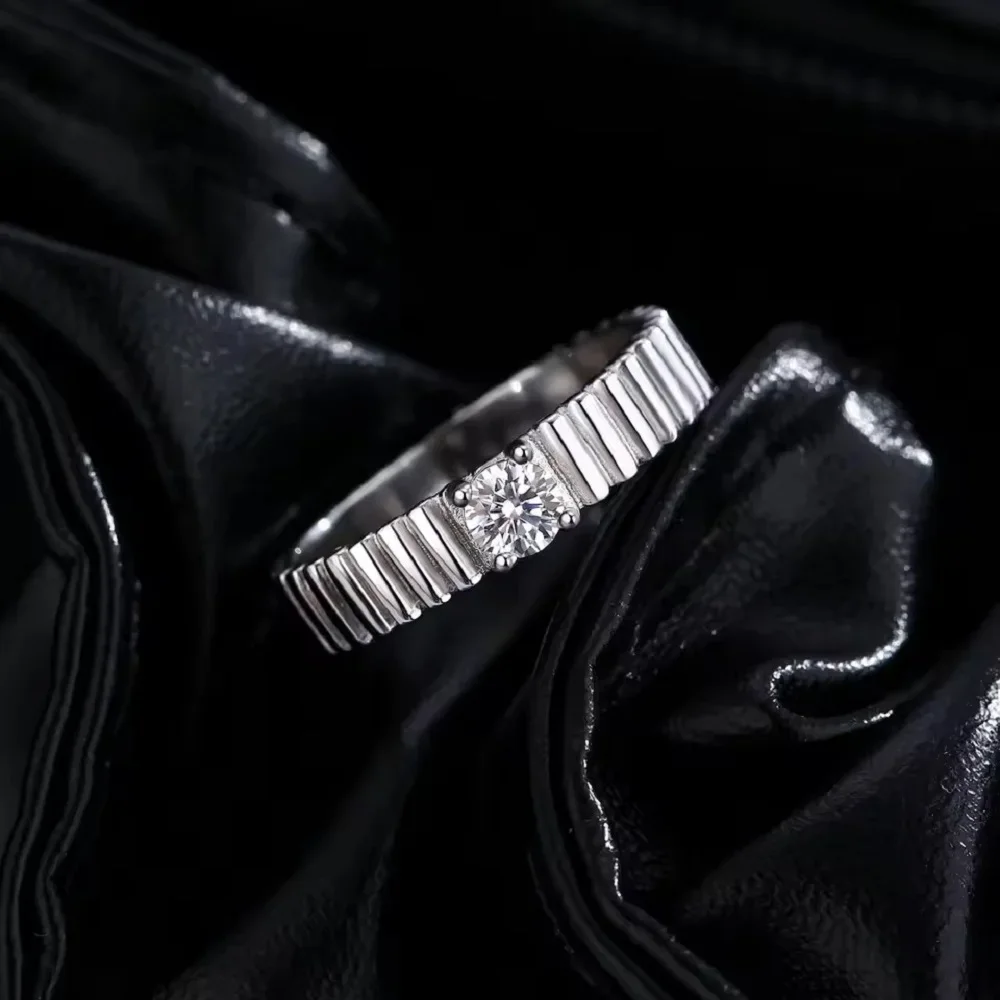 Apaison 3EX VVS1 D Цвет 4 мм Круглые 0 3 карата Кольца с настоящим муассанитом и