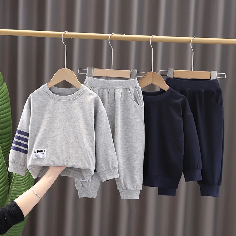 

2022 Autumn Winter Tracksuit for Children Boy's Tracksuit Solid Long Sleeve Baby Clothes Cotton Sportswear 2pcs Child Suits