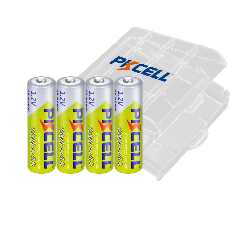 

4PC X PKCELL 1.2V NIMH AA Rechargeable Battery 1300mAh 1.2 Volt 2A Batteries Batteria Batterias+1PC NI-MH AA Battery BOX