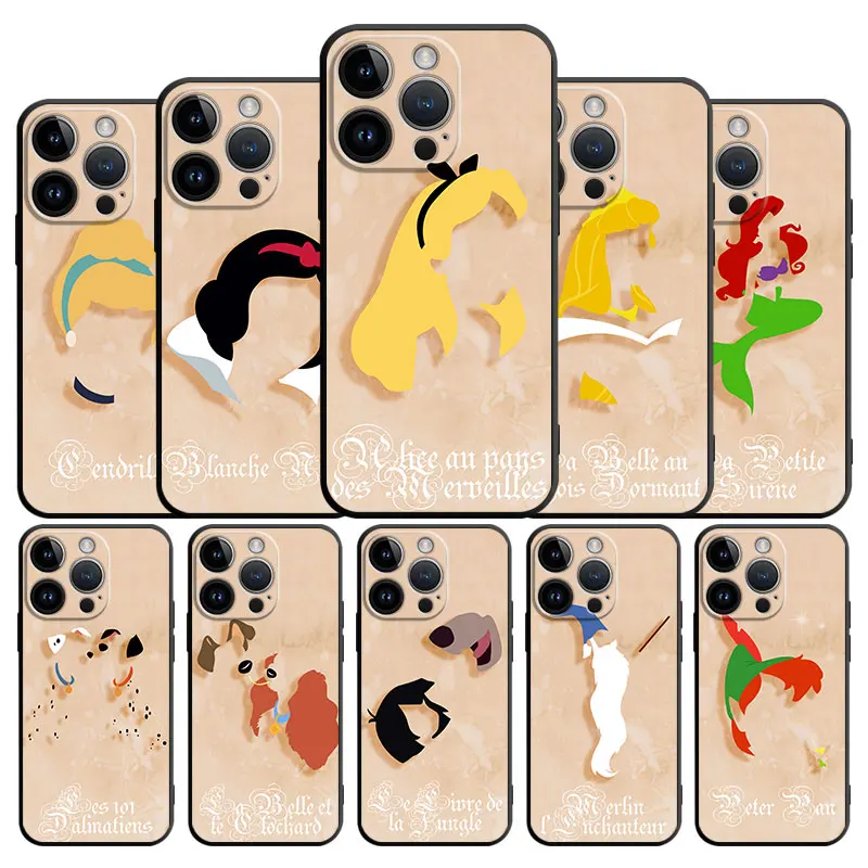 

Disney Princess Minimaliste Marble Pixar Phone Case For Apple iPhone 11 13 14 12 Pro Max XR X 7 6S 6 8 Plus XS Protector Fundas