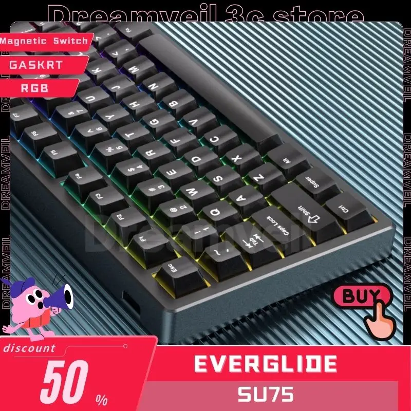 Клавиатура Everglides U75 с магнитным переключателем Проводная алюминиевая игровая