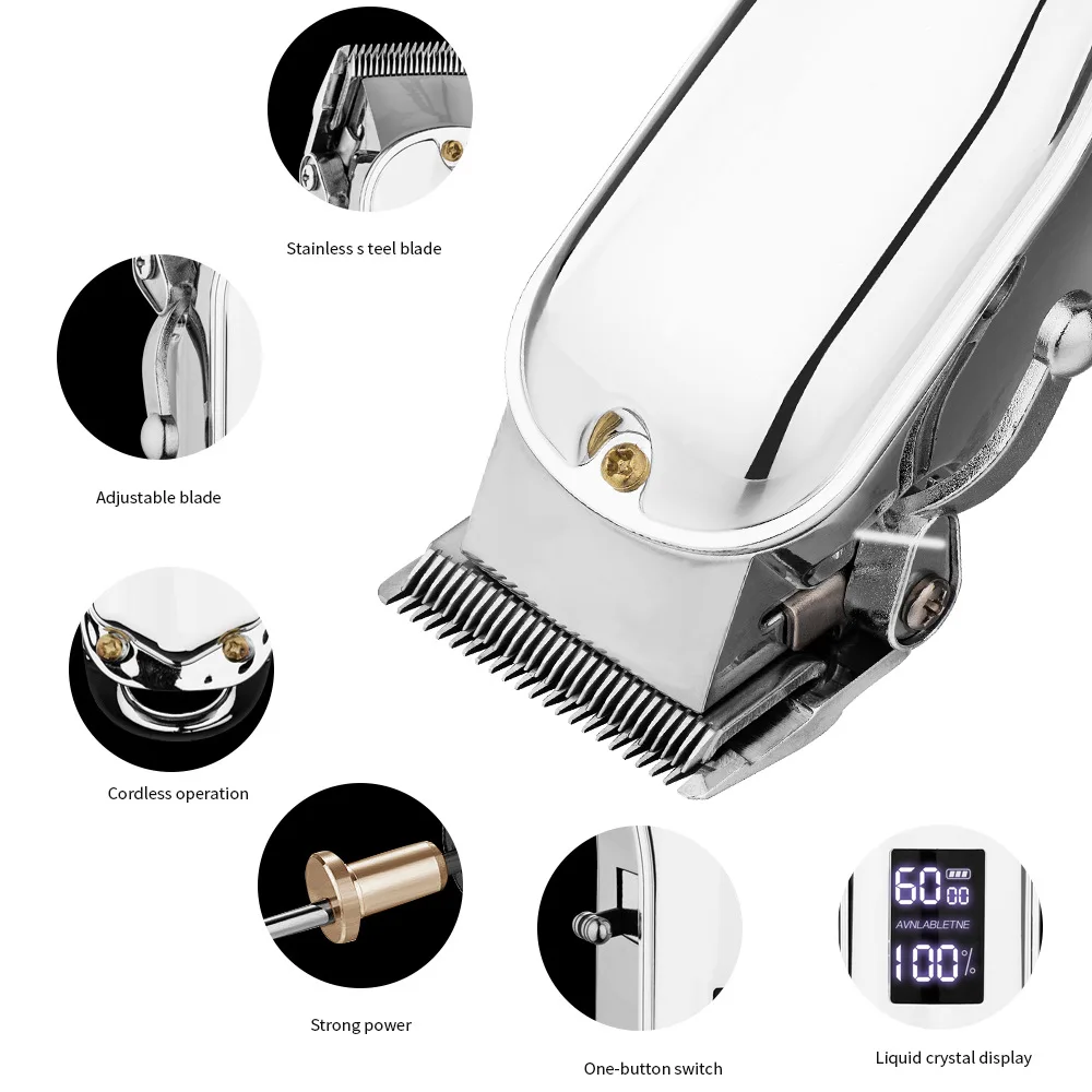 

Barber Professional Rechargeable Hair Clipper USB Rechargeable Cordless Men's Beard Trimmer Home LCD Display Hair Clipper