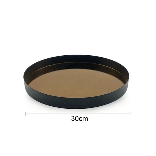 Черный зеркальный стеклянный поднос металлические подносы декоративная тарелка