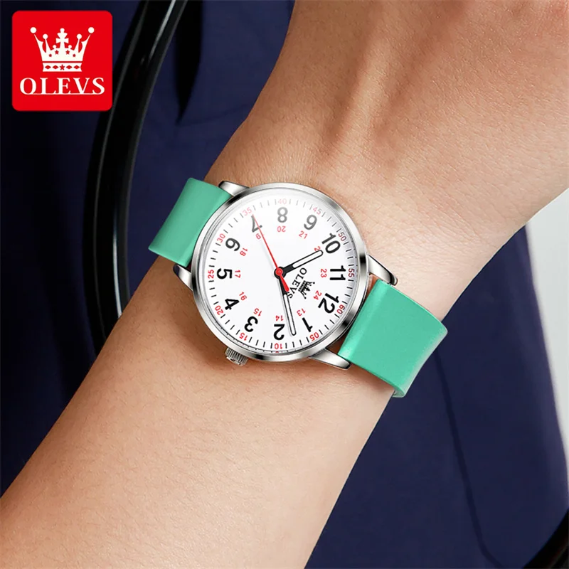 OLEVS Fashion Simple Women Watches Silicone Strap Watches Reloj Mujer New Creative Waterproof Quartz Watches For Women enlarge