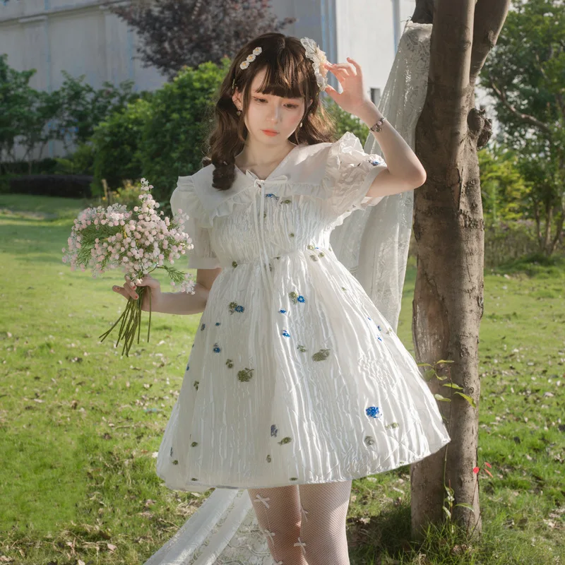 

[Flower Word] Japanese Kawaii Lolita Dress Women Vintage Victorian Gothic Dress Princess Tea Party Dress Fairy Vestidos