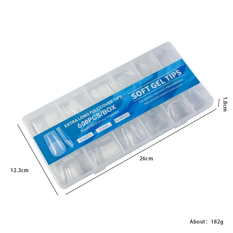 600 шт. мягкий гель X для кончиков ногтей полное покрытие накладные акриловые ногти