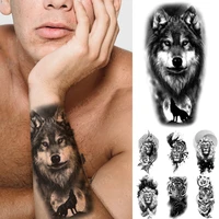 waterproof temporary tattoo stickers timber wolf moon lion tiger owl flash tatto rose clock arm body art fake tattoos women men