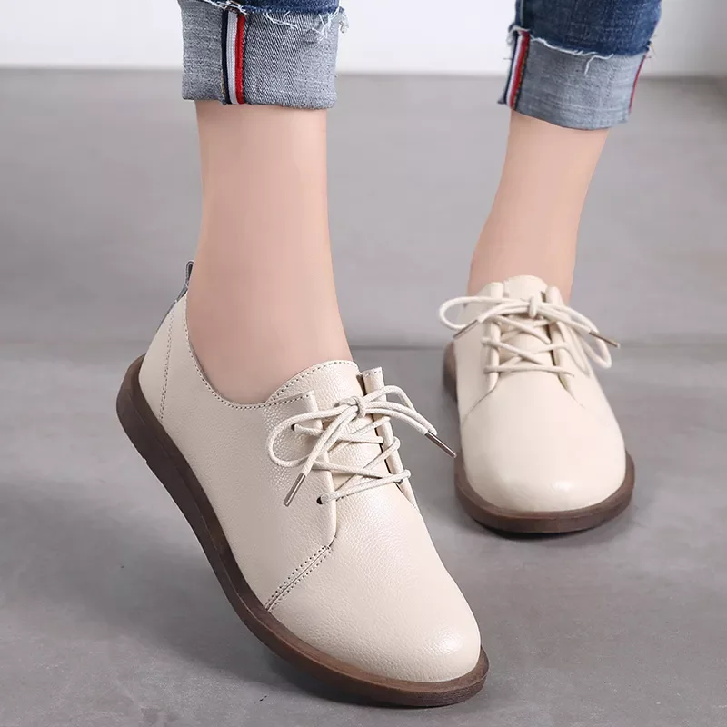 

2023NEW lace-up platform shoes women flats solid soft ladies shollow flats woman casual shoes female sneakers dropshipping