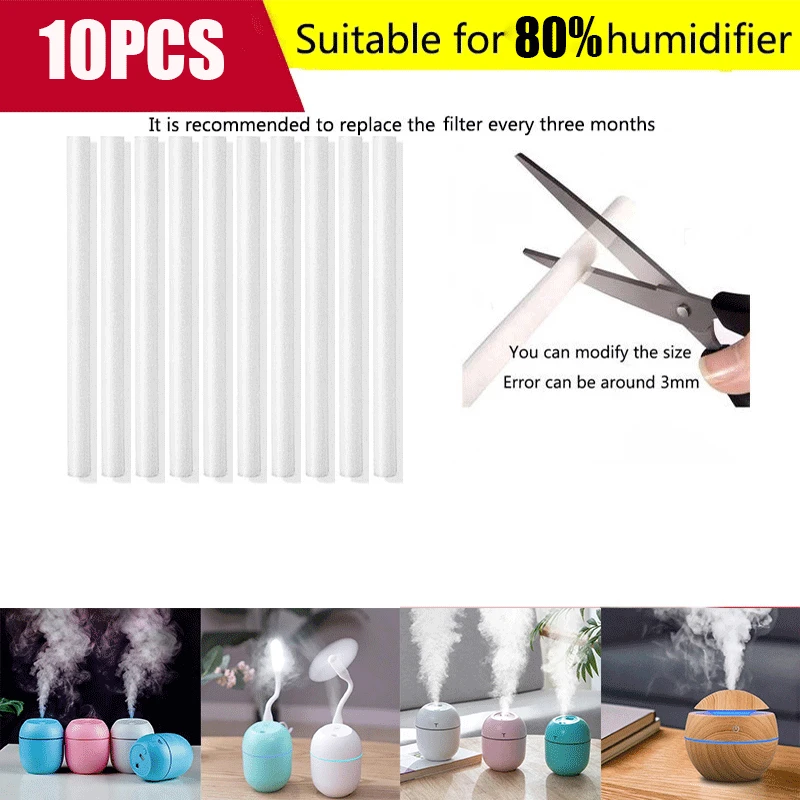 

10Pcs Air Humidifier Filters Aroma Diffuser Filters Mist Maker Replace Parts Cotton Swabs Air Humidifiers Spare Filter 8*103mm