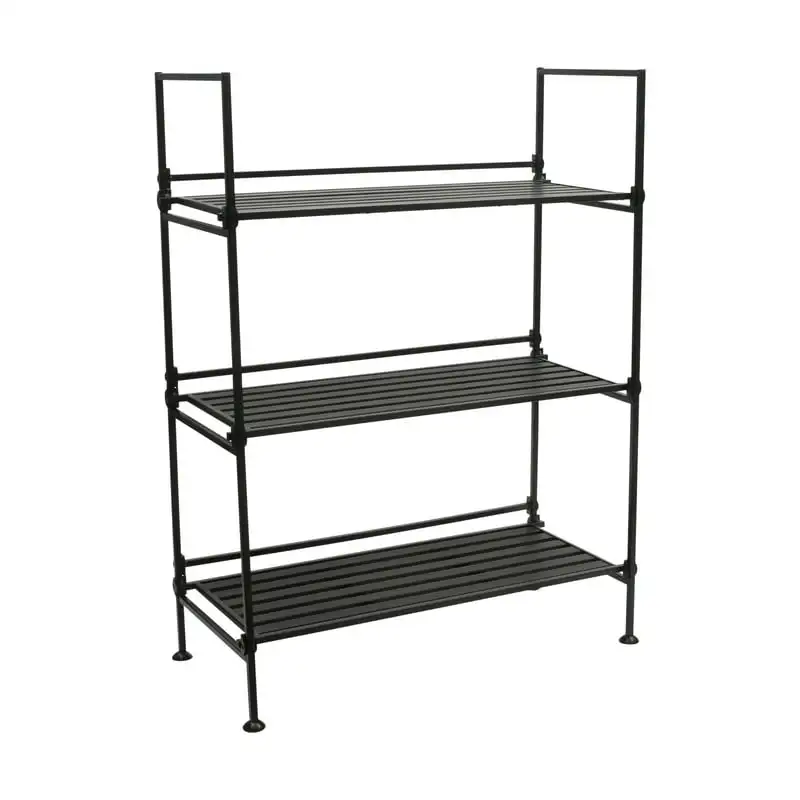 

3 Tier Freestanding Shelf in Espresso Storage Folding Organizer Shelf Racks
