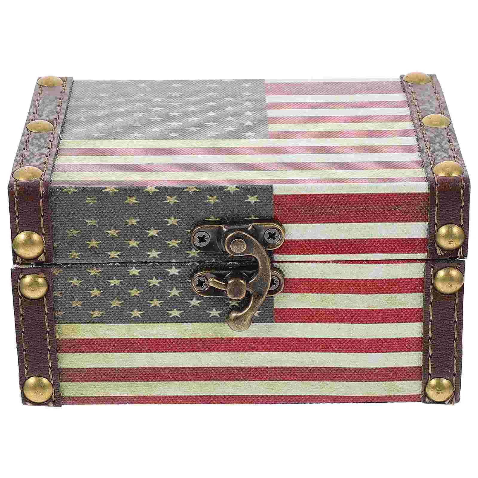 

Vintage Flag Jewlrey Box Organizeres Box Storage Case Decorate Treasure Home Craft Zinc Alloy