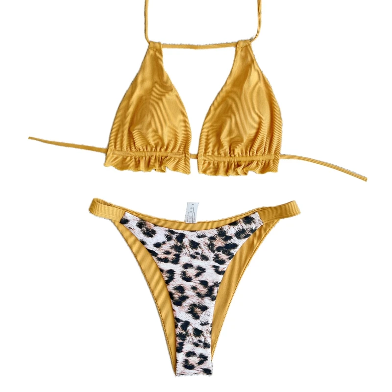 

2Pieces Lace-Up Swimsuit Women Spaghetti Strap-Bikini Hollow Swimsuit Sexy