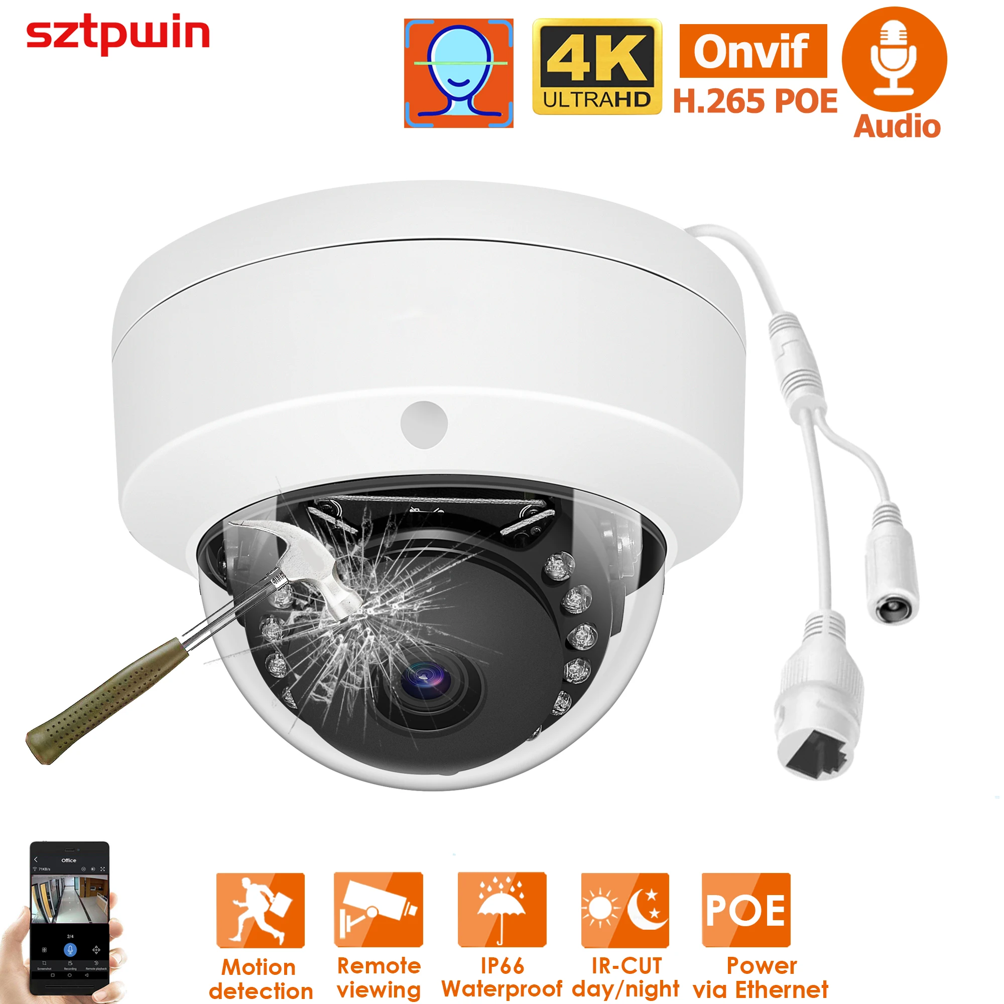 Купольная IP-камера видеонаблюдения 8 Мп 4K ONVIF H.265 5 |