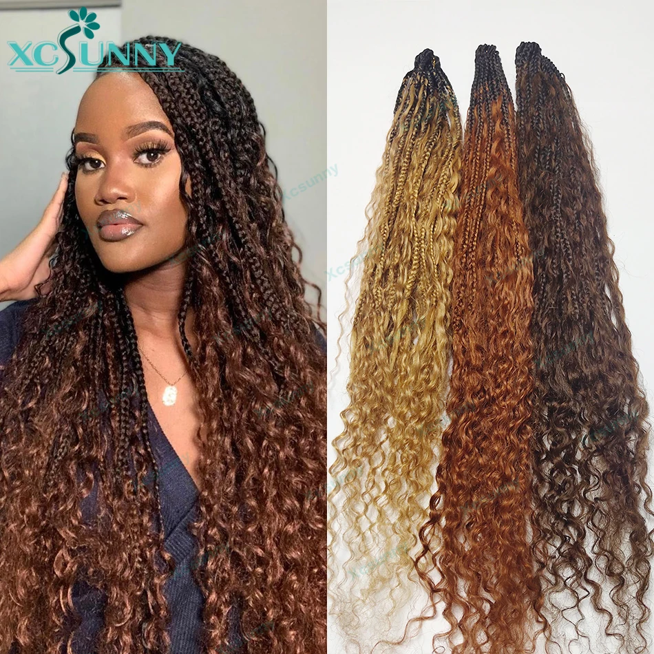 Плетеные косички Омбре В богемском стиле с человеческими волосами вьющиеся