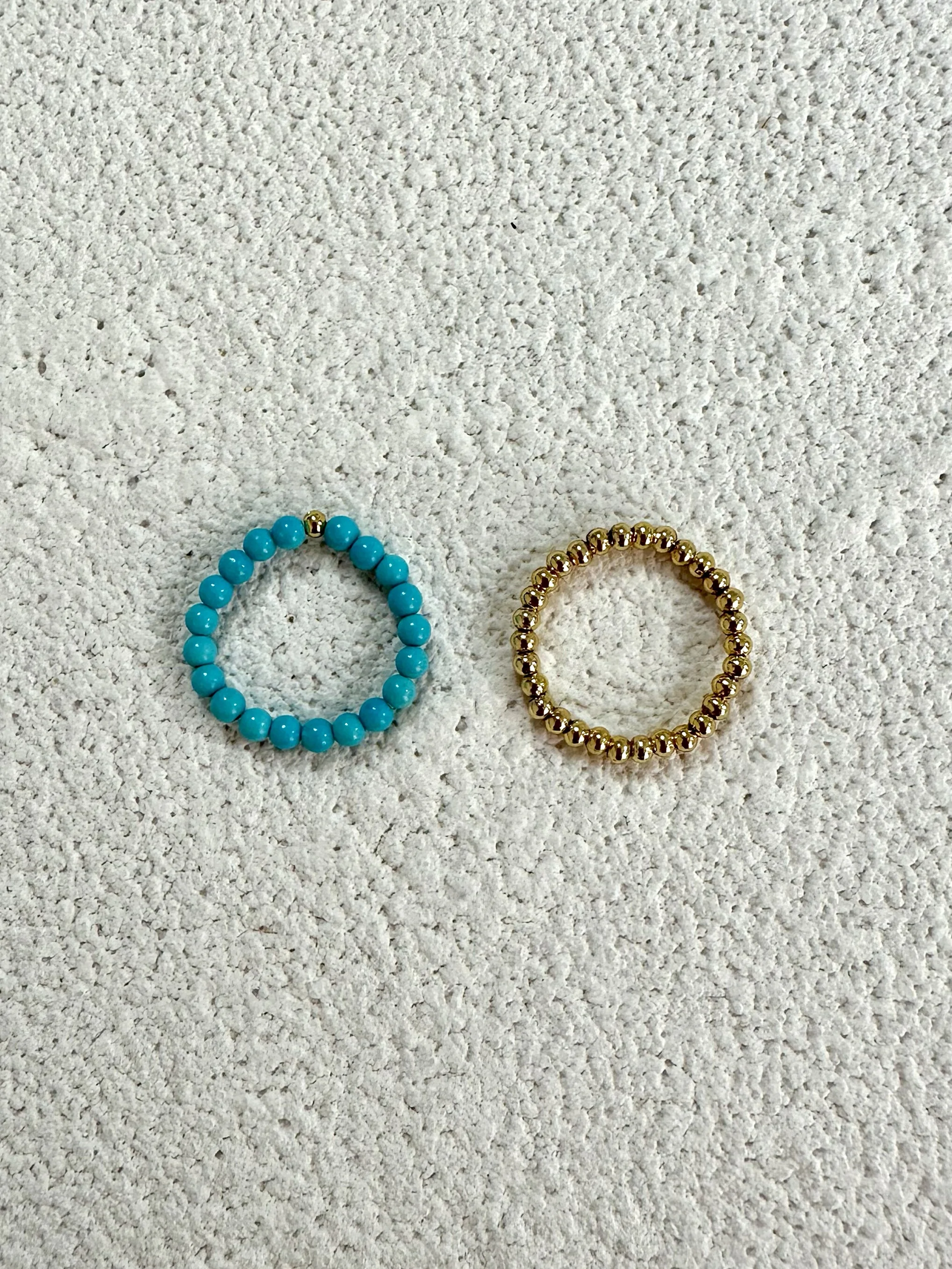 Hellolilyann Original Design Natural Turquoise Toe Ring Gold-Plated Elastic Beaded Temperament National Sle