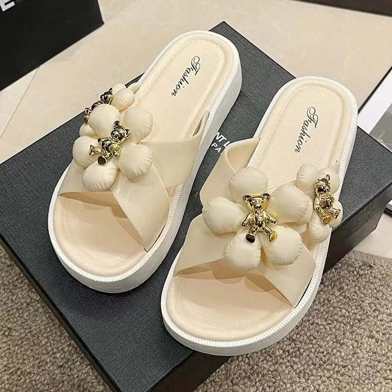 New Flowers Women's Slippers Summer Fashion Woman Slippers Indoor Outdoor Flip Flops Beach Shoe Home Non-slip PVC Slippers