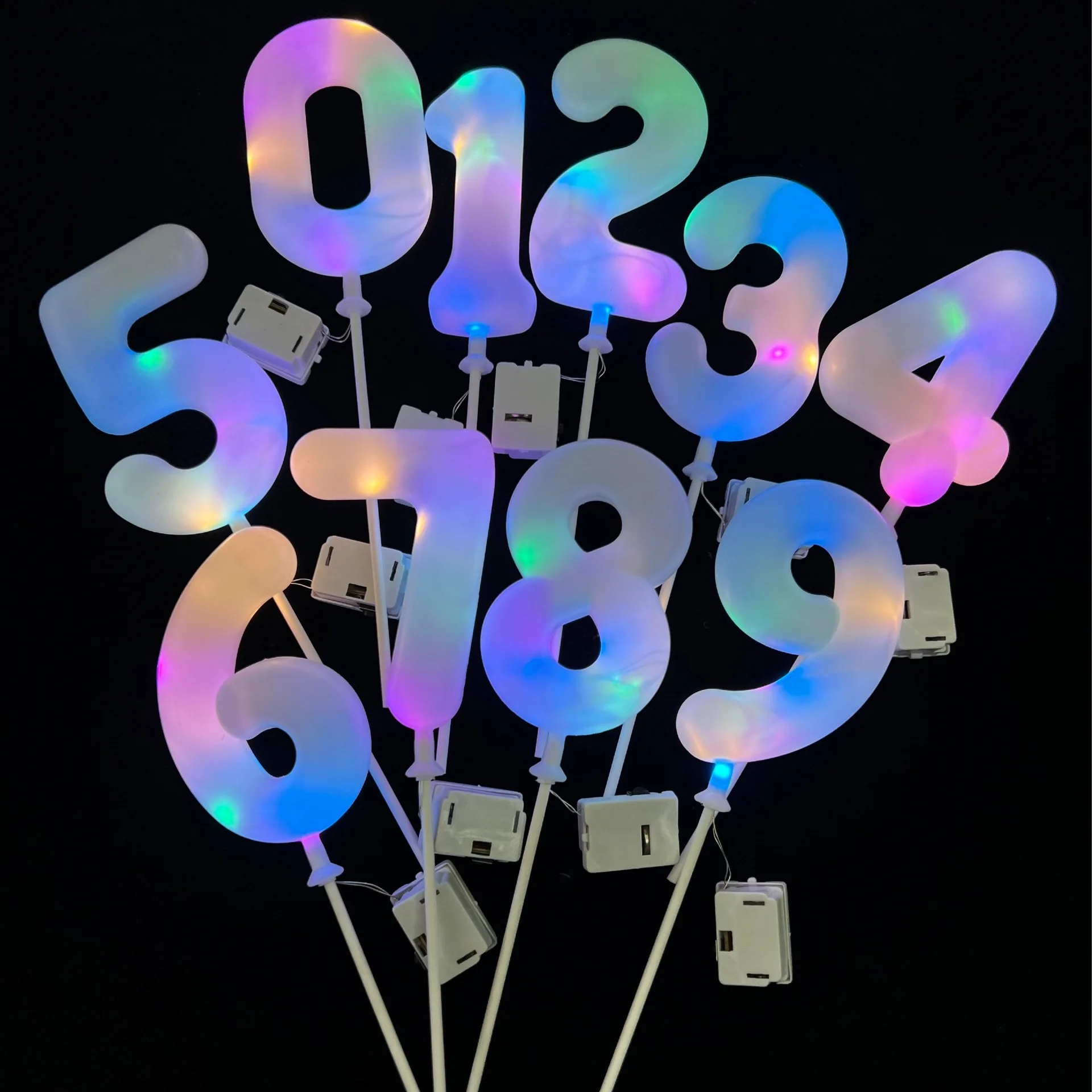 

Colorful LED Number Caketopper Happy Birthday Party Decor Bouquet Decor Unicorn Mermaid Theme Parti Caketopper Kids Favor