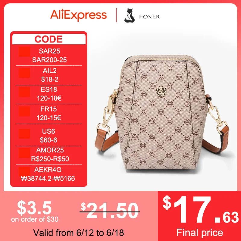 Сумка FOXER женская из ПВХ и кожи, винтажный кросс-боди саквояж на плечо с кармашком для телефона, мессенджер, мини-кошелек для девушек - купить по выгодной цене - Топ товаров с Али