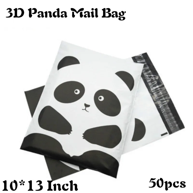 

50Pcs 3D Panda Courier Bag 10*13‘’ Inch Waterproof Bag Self-seal Adhesive Express Bag Plastic Envelope Mailer Postal Mailing Bag