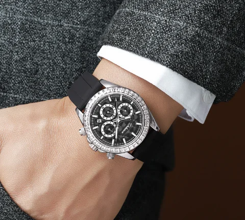 Полностью автоматические механические часы голубые Ditongna из нержавеющей стали в