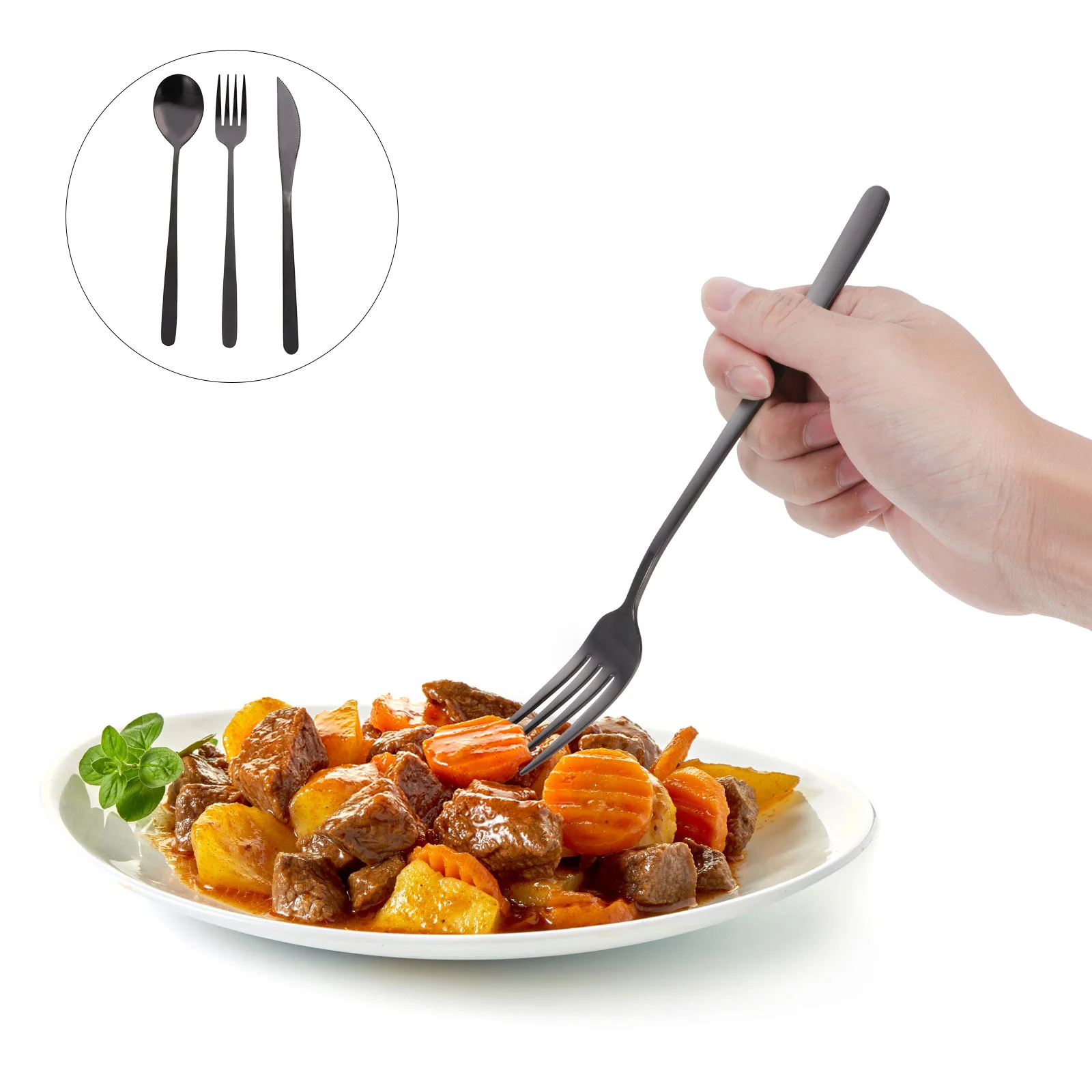 

3Pcs Tableware Pretty Safe Simple Dessert Fork Dining Tableware Set for Gift