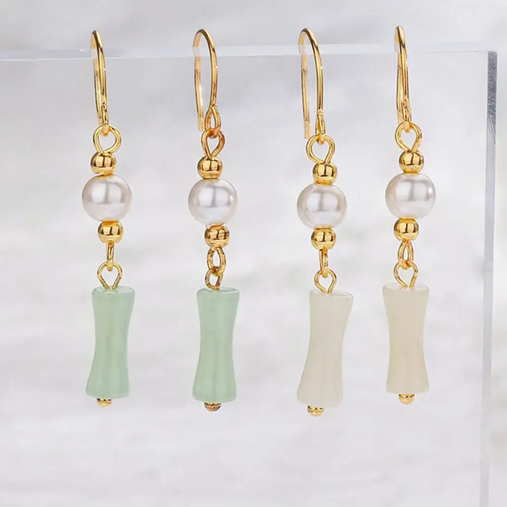 

1 Pair Drop Earrings High-class Fairy Faux Pearl Bead Jewelry Accessories Hook Earrings Dangling Earrings
