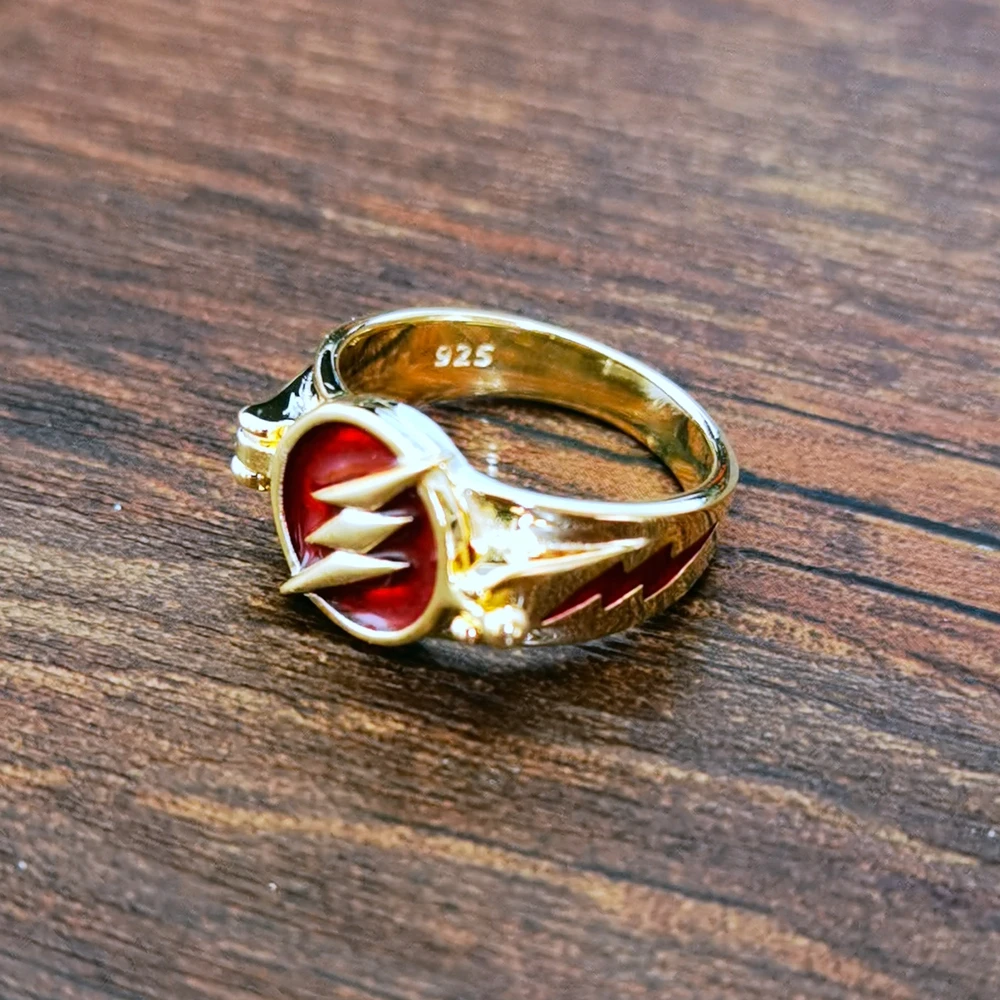 

Movie Avenger Superhero Cosplay The Flash Ring With Openable Lid For Men 925 Sterling Silver Finger Ring Jewelry Props Xmas Gift